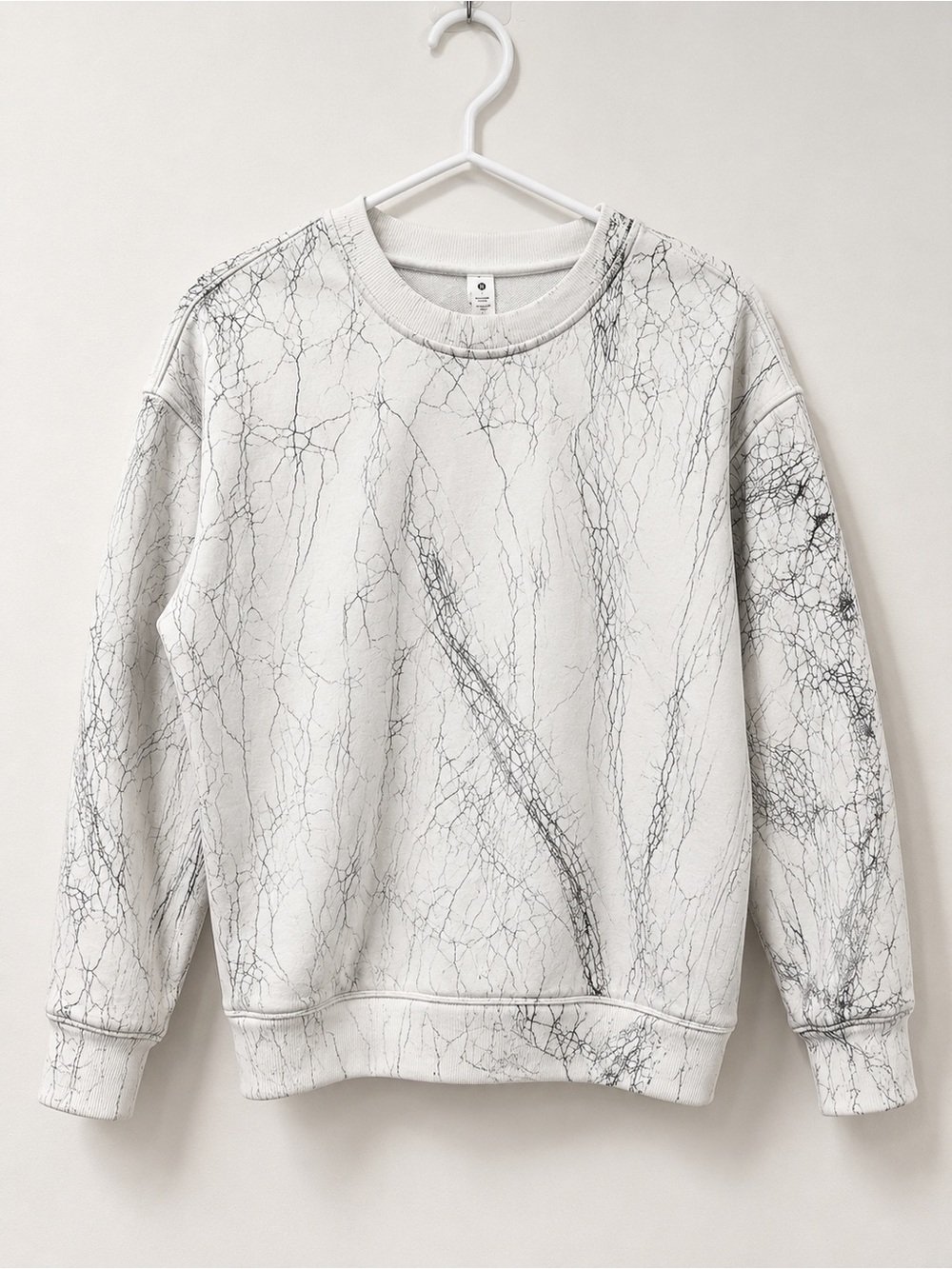 Lululemon Oversized Marble Print Crewneck Sweatshirt White Grey Size 2 - Picture 2 of 6